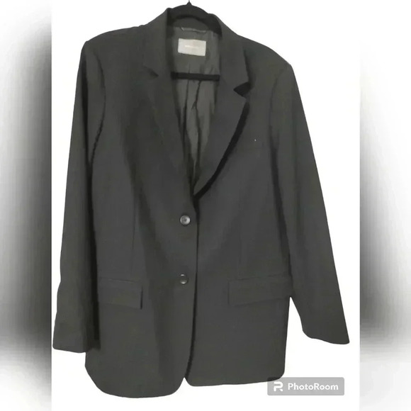 Everlane The Oversized Wool Blazer Two Button Relaxed Fit Black Sz 16